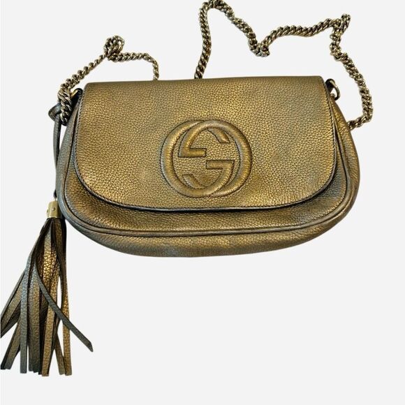Gucci Gold SoHo Crossbody Bag with Chain Strap and Tassel - Picture 2 of 13